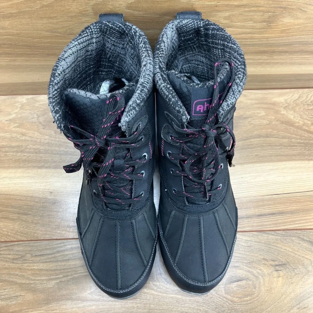 Anhu Womens Boots Size 8‎ Sugar Peak Waterproof 200 gram Insulated Black Gray